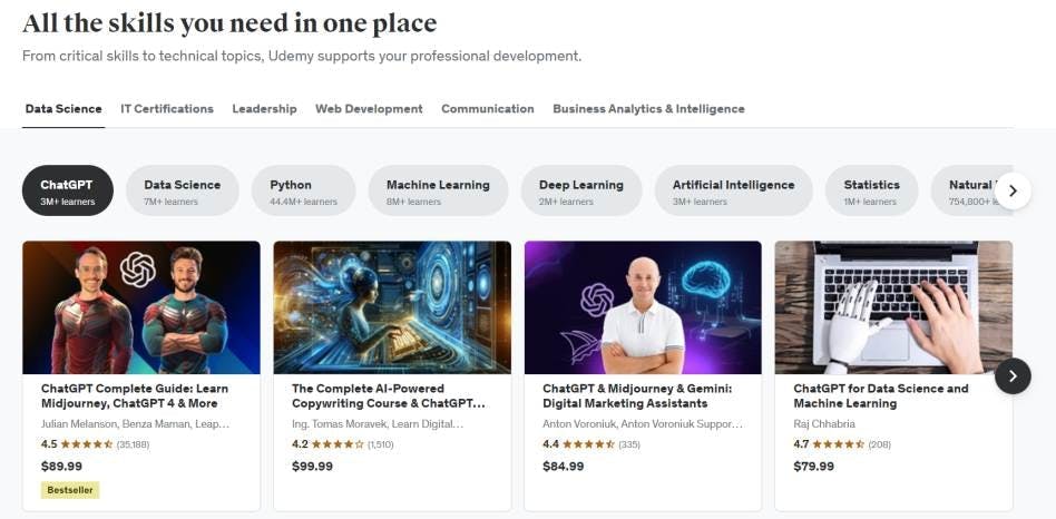 Udemy AI course collection 