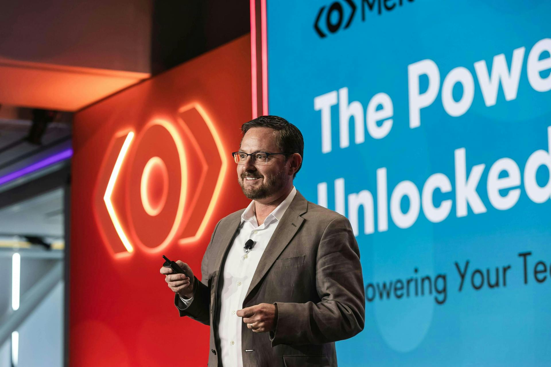 Meltwater CPO Chris Hackney onstage during the Product Keynote at Meltwater Summit 2024