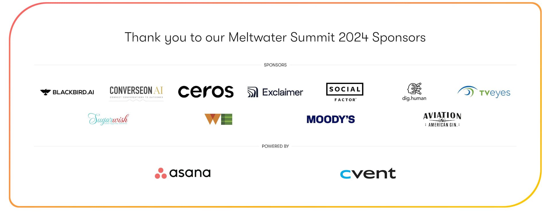 An image showing the various sponsors from Meltwater Summit 2024