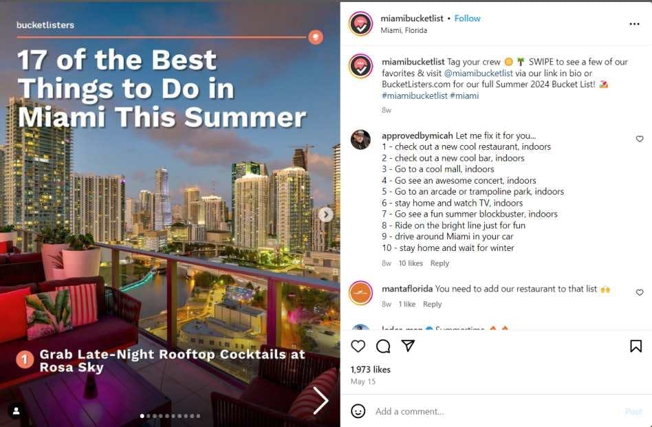 Instagram result for #miamibucketlist