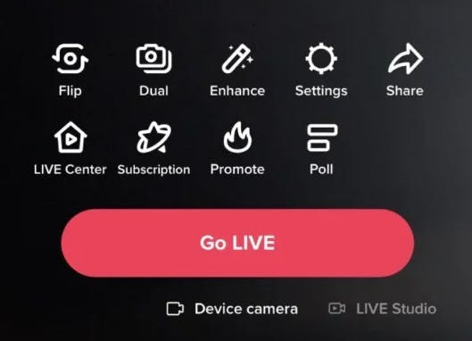 Go LIVE on TikTok button.