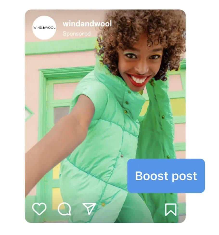 Screenshot of boosting on Instagram feature